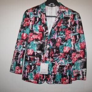 Braveman Boys Floral Print Blazer Green Black Pink Size 8 Formal Party NWT